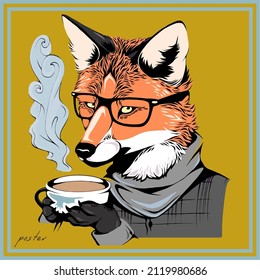 diseño de ilustración de vector de zorro de café