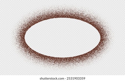 Coffee frame, chocolate border, ground arabica powder in shape of oval. Vector illustration.