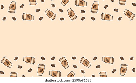 coffee frame. An invigorating aromatic drink. an empty frame for advertising. The flyer. the poster. coffee. Coffee shop wallpaper. A doodle-style drawing. seamless. hot chocolate. The coffee label. 