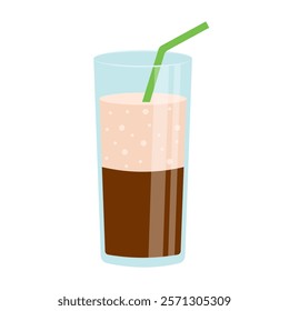 Coffee frappe with ice. Cold coffee cocktail. Vector illustration