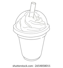 Formato de café linear. Beber menu de arte de linha para livro de colorir. Desenho vetor de bebidas sobre fundo branco.