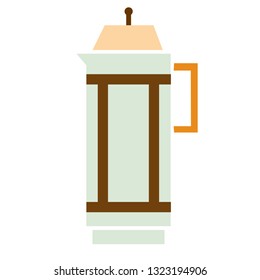 coffee french press flat simple illustration. Home and kitchen series. Tableware food and dishes.