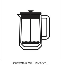 coffee french press isolated vector line