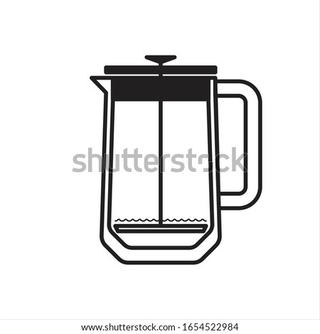 coffee french press isolated vector line