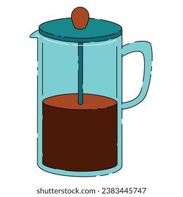 Coffee French press vector. Coffee maker for coffee shop, cafeteria, cafes