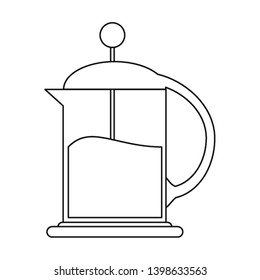 Coffee frenchpress maker symbol in black and white
