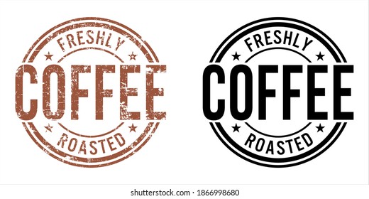 Kaffee, frisch geröstet, Stempel auf weißem Hintergrund