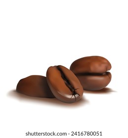 Coffee. Fried coffee beans. Fragrant coffee. Robusta. Arabic. Elements for label design. Coffee ingredients in mesh technique. Vector illustration.