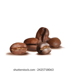 Coffee. Fried coffee beans. Fragrant coffee. Robusta. Arabic. Elements for label design. Coffee ingredients in mesh technique. Vector illustration.