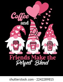 Café y amigos mezclan perfectamente el diseño de camisetas para el Día de San Valentín