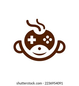 Coffee game logo with a robot face