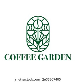 coffee garden cafe shop flat minimalist logo design