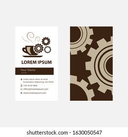 coffee and gears, illustrative vector business card template