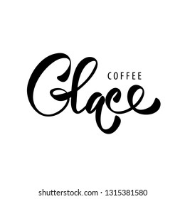 Coffee glace. Black and white lettering for coffee menu