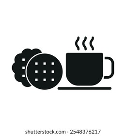 Coffee glass and biscuit set food drink icon vector basic design simple and modern concept graphic