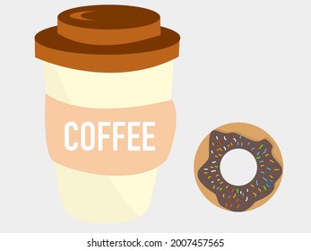 Coffee glass, cardboard cup, recycle, coffee, hot drink and donut