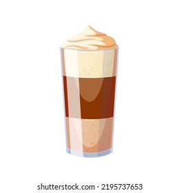 caricatura de cristal de café. taza de café, bebida caliente, espuma de leche fría ilustración del vector de vidrio