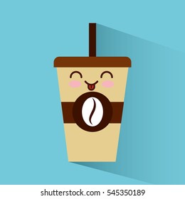 coffee glass character icon vector illustration design