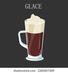 Coffee in a glass cup, hot glace drink. Vector illustration EPS10