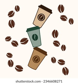 Coffee Glass Design With Coffee beans 