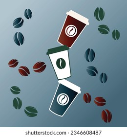 Coffee Glass Design With Coffee beans 