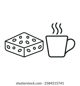 Coffee glass drink and brownies food icons with a warm and delightful design, perfect for enhancing café, dessert, or cozy dining-themed projects