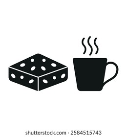 Coffee glass drink and brownies food icons with a warm and delightful design, perfect for enhancing café, dessert, or cozy dining-themed projects