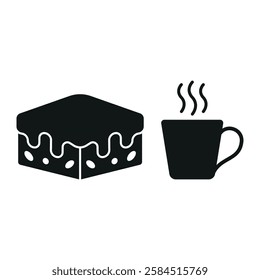 Coffee glass drink and brownies food icons with a warm and delightful design, perfect for enhancing café, dessert, or cozy dining-themed projects