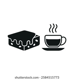 Coffee glass drink and brownies food icons with a warm and delightful design, perfect for enhancing café, dessert, or cozy dining-themed projects