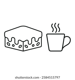 Coffee glass drink and brownies food icons with a warm and delightful design, perfect for enhancing café, dessert, or cozy dining-themed projects