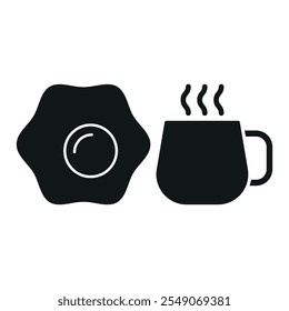 Coffee glass and egg set food drink icon vector basic design simple and modern concept graphic