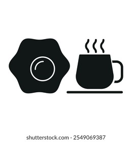 Coffee glass and egg set food drink icon vector basic design simple and modern concept graphic