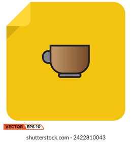 Coffee glass flat icon design vector graphic of template, sign and symbol