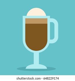 Coffee glass  flat icon. Great for menu, invitations, cards design. Vector illustration