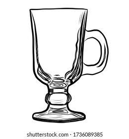 Coffee glass hand drawn vector illustration isolated on white background 