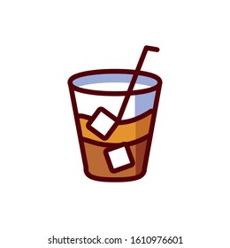 Coffee glass with ice design of time drink breakfast beverage shop morning store aroma and caffeine theme Vector illustration