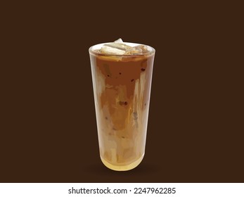 Coffee in a glass Isolated on dark brown background.