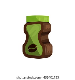 Coffee glass jar package icon in cartoon style isolated on white background