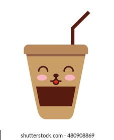 coffee glass kawaii style vector illustration design