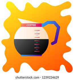 Coffee glass kettle gradient flat icon with fluid background.