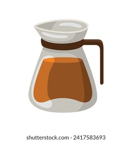 Ilustración de un icono del hervidor de vidrio para café. Diseño de vectores