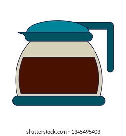 Coffee glass kettle isolated blue lines
