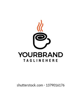 Coffee glass line logo design concept template vector