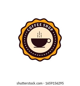 Coffee glass logo accompanied by hot coffee steam suitable for cafe