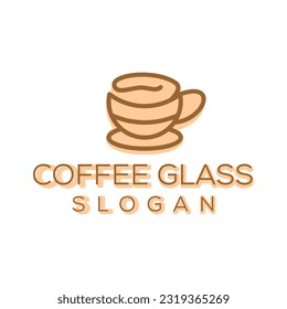 coffee glass logo design vector template