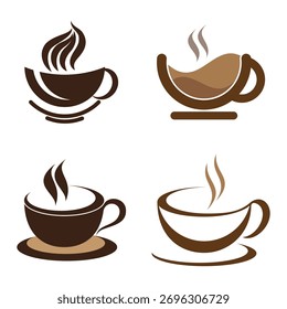Ilustración de Plantilla de icono de Vector de logotipo de vidrio de café