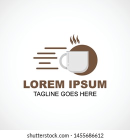 Coffee Glass Logo Vector with speed shipping illustration designs for coffee shops