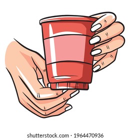 Coffee in a glass. Coffee in a plastic cup. Coffee to go. Cartoon style. Vector illustration for design and decoration.