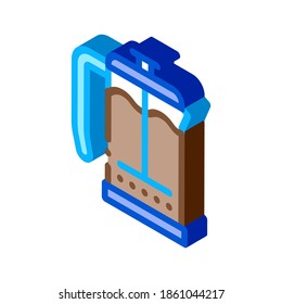 vector de icono de la olla de vidrio de café. señal isométrica de la olla de vidrio de café. ilustración de símbolo aislado de color