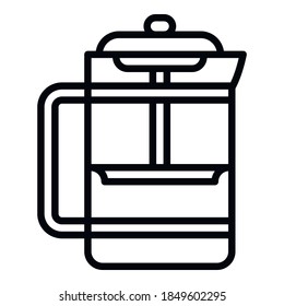Coffee glass press icon. Outline coffee glass press vector icon for web design isolated on white background